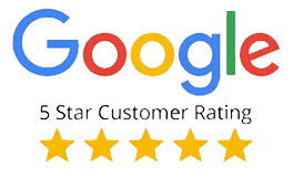 Google 5-star customer rating badge showcasing top-rated roofing services.